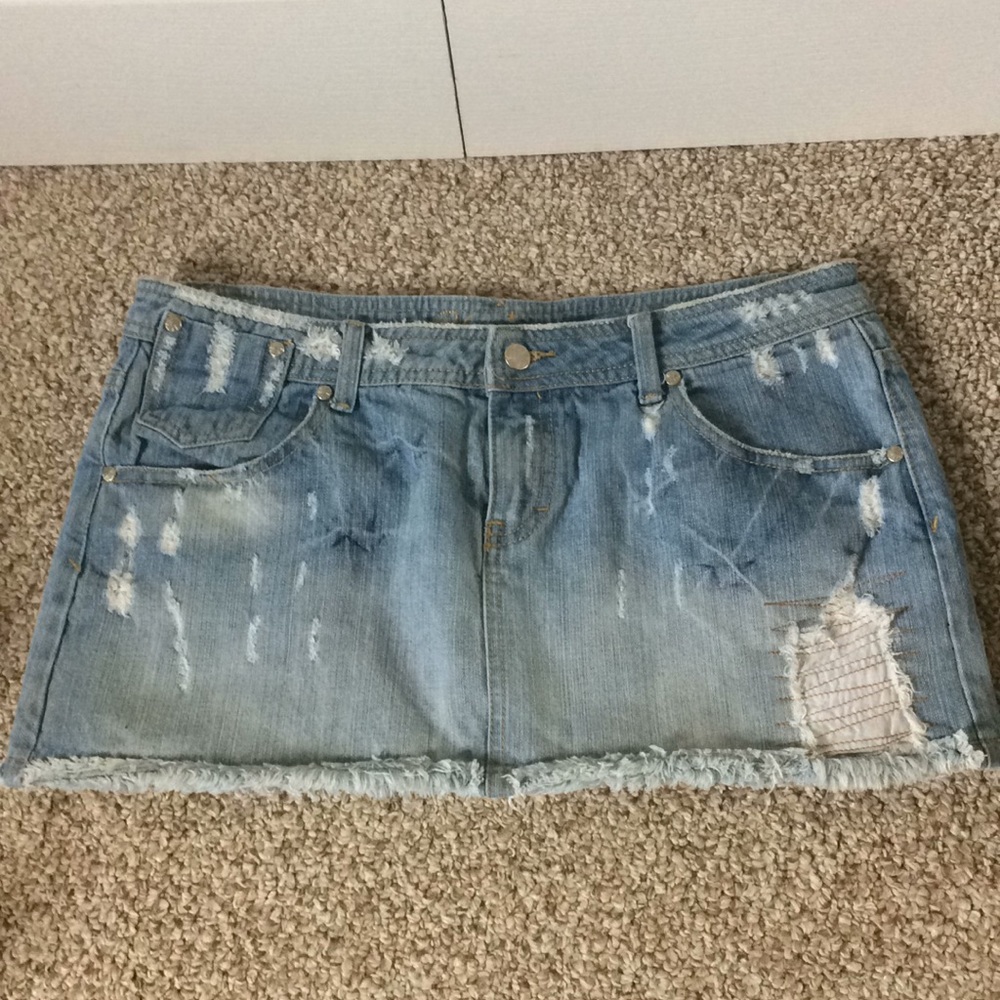 Jean distressed mini skirt sz 12